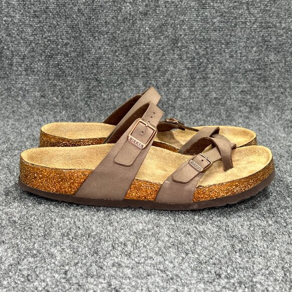 Birkenstock Mayari Sandals Womens Size 9 Brown Briko-Flor Buckle Strap Flip Flop - Picture 1 of 12